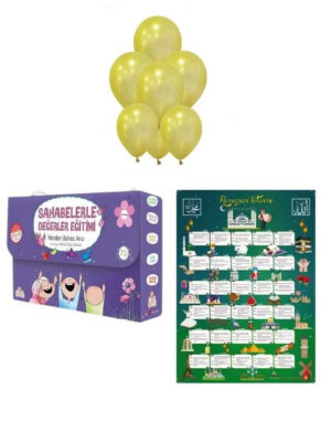 Sahabelerle Değerler eğitimi 10 kitap + Dev Ramazan afiş ve balon